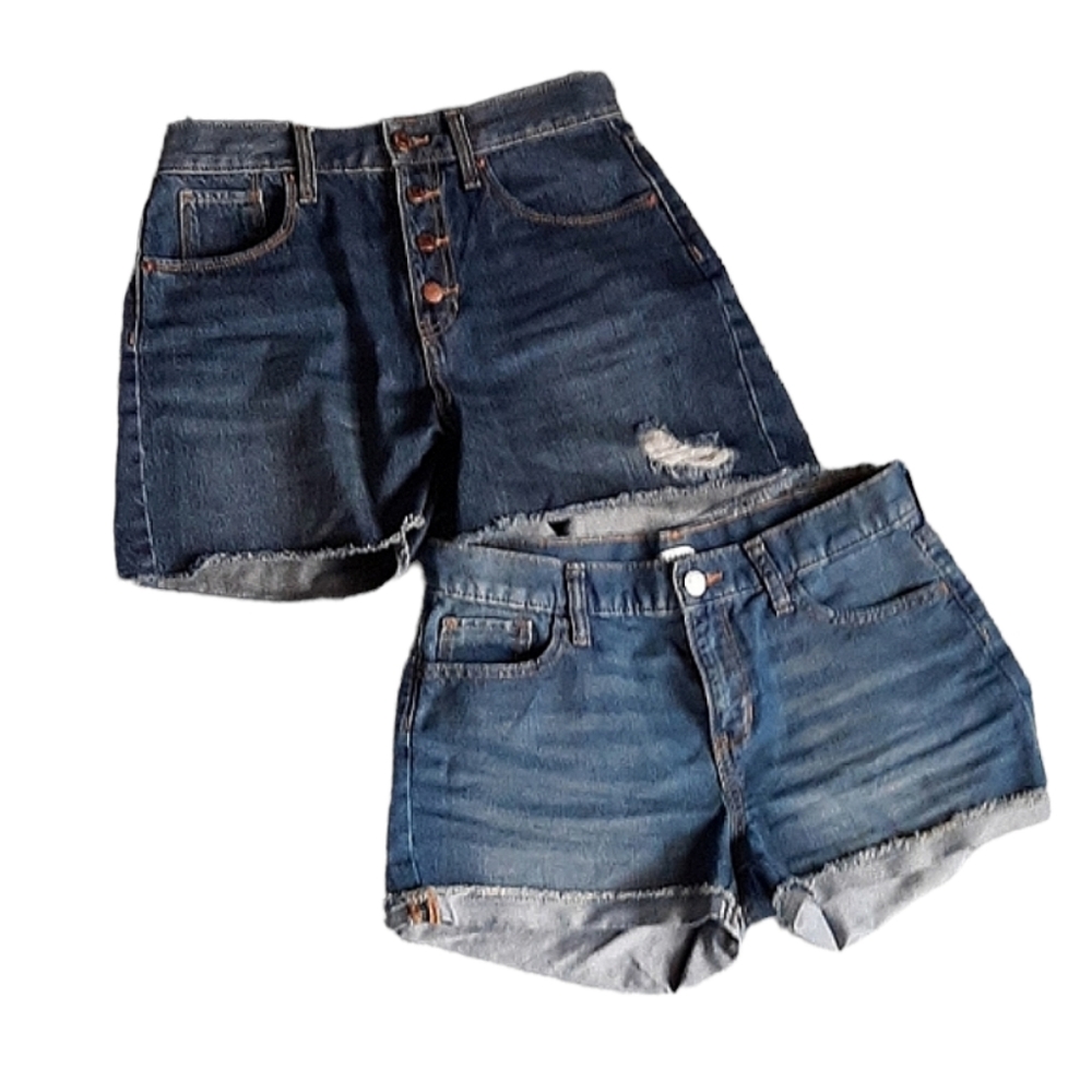 2 Pairs Old Navy Girls Distressed Jean Shorts